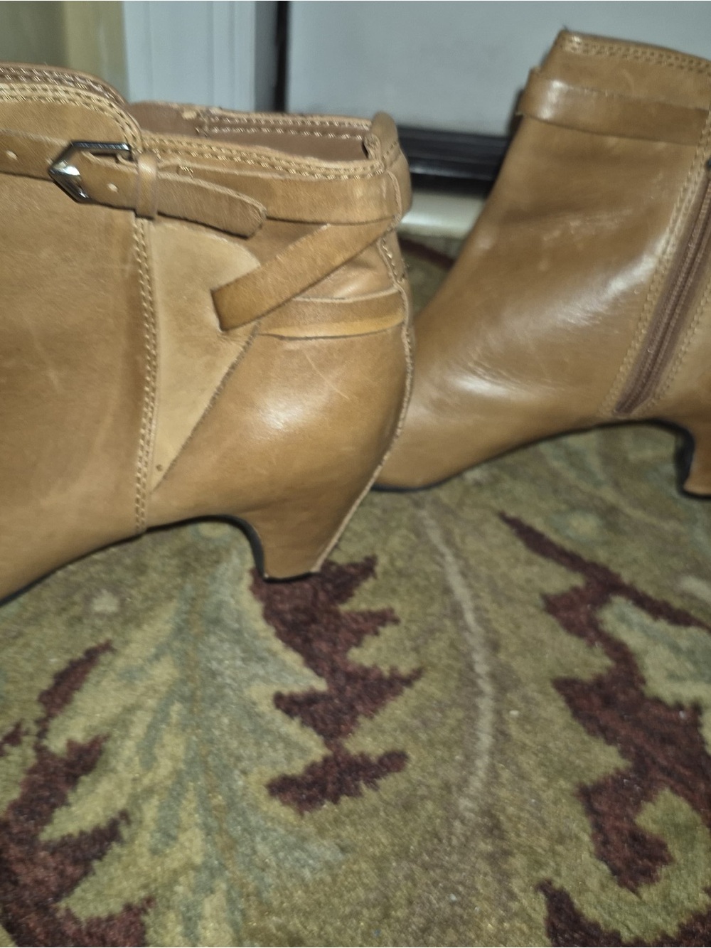 Women's Tan Ankle Boots - Classic Kitten Heel